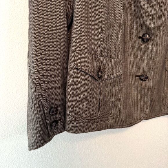 Vintage Judith Hart Brown Herringbone Blazer Size 16W - Picture 2 of 9